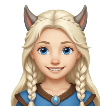 Viking platinum blonde girl with long hair, forelocks and blue eyes. Wolf pet sticker