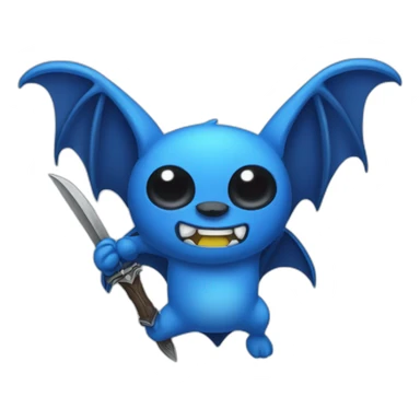 blue bat with dagger sticker