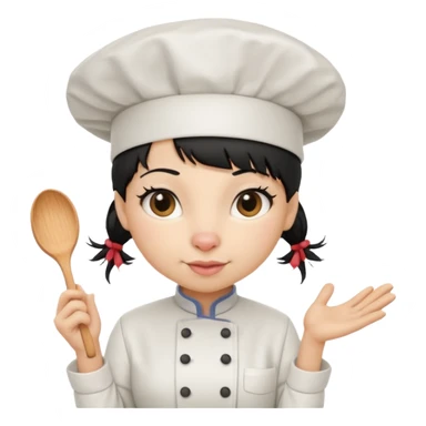 A rat that looks like a female with a fringe and chefs hat black hair sticker