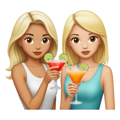 three blonde girls and one brunette girl drinking cocktails  sticker