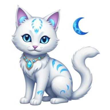 Magical Celestial Lunar-powered Fantasy Feline with lunar markings (full body) sticker