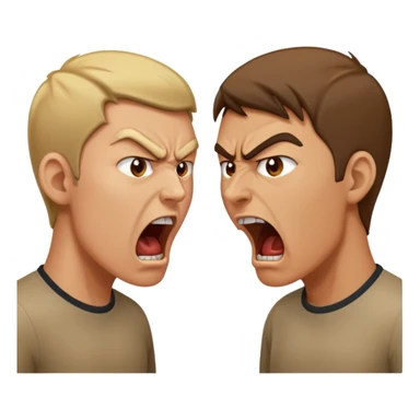 two people, facing each other, angry yelling at each other sticker