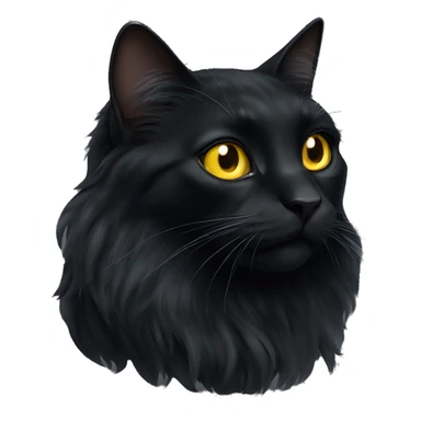 Long haired black cat with big yellow eyes  sticker