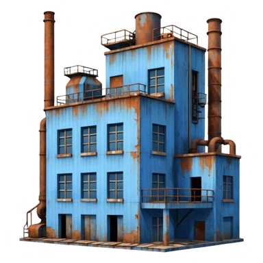 Abandoned factory blue sticker