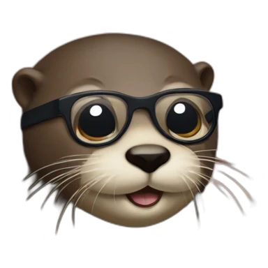 otter wearing eyeglasses against a pillow using a macbook sticker