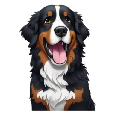 bernese mountain dog singing karaoke with a microunder snowflakes sticker