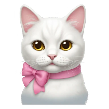 White cat wearing pink bow sticker