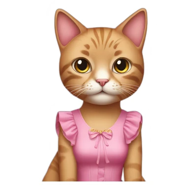 cat in pink dress sticker