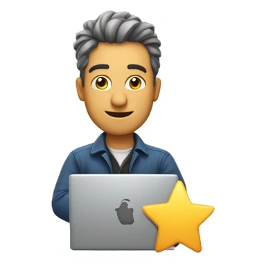 man with laptop rate with 5 stars sticker