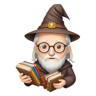 an old man wizard with glasses and SPAM books nodding yes sticker