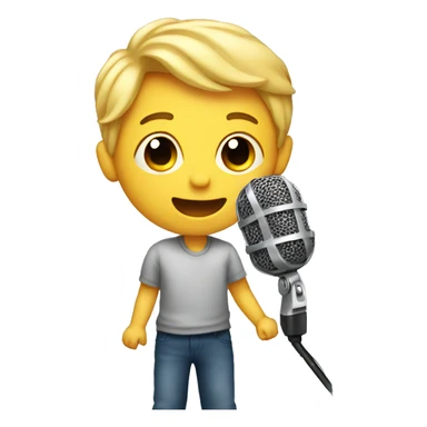 A boy holding a microphone  sticker