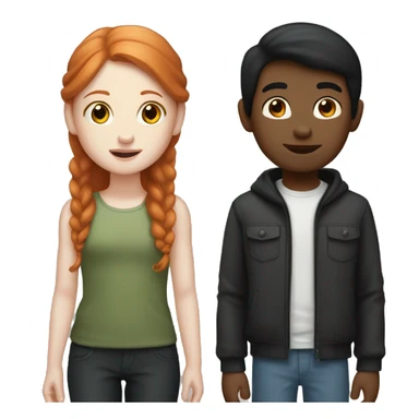 pale redhead girl with a pale black hair boy sticker