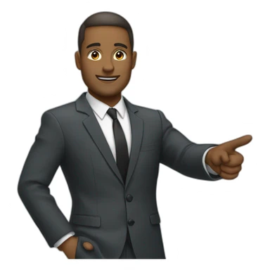 teacher in suit pointing sticker