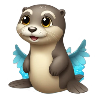 une loutre avec des ailes de fée sticker