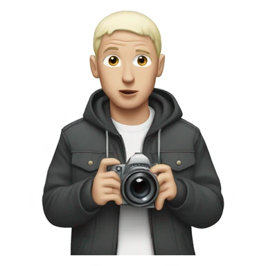 eminem holding a camera sticker