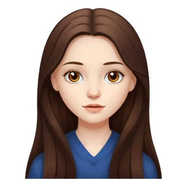 pale skin girl with long brunette hair and brown eyes sticker