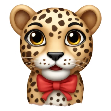 a cute leopard with a bow sticker