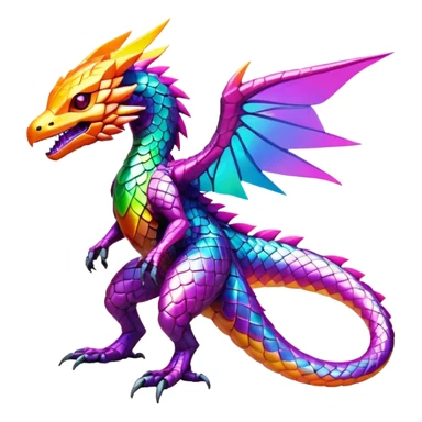 Tropical futuristic lush warm-colored modern colorful neon-colored Fakémon-Digimon-creature sticker