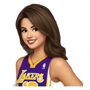 selena gomez wearing yellow lakers jersey sticker