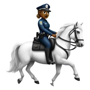 Woman police officer riding a white horse  sticker