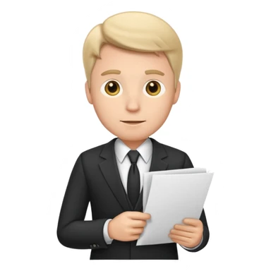 a white man in a formal suit walks with papers in his hands sticker