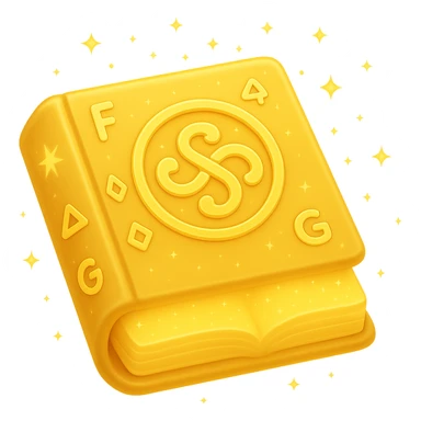 Create a mystic yellow book that looks magical, glowing, and enchanted with subtle sparkles and no flames. Render it in the style of apple emojis with no background. sticker