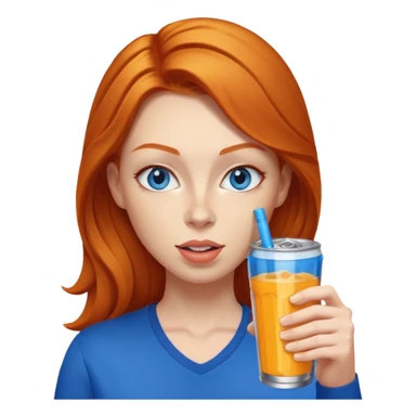 ginger woman sipping energy drink blue eyes sticker