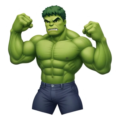 the Hulk flexing muscles comic style emoji sticker