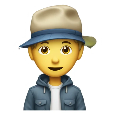 boy with hat by fence sticker