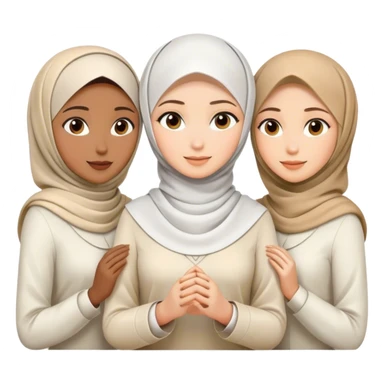 3 women collaboration. Left and right women are professional non hijab women. In the middle women are white hijab women.  sticker