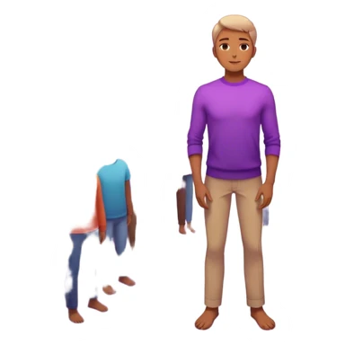 A charismatic person standing confidently in the center of a room, radiating a violet warm bright aura glow, he is calm with a lot of people around sticker