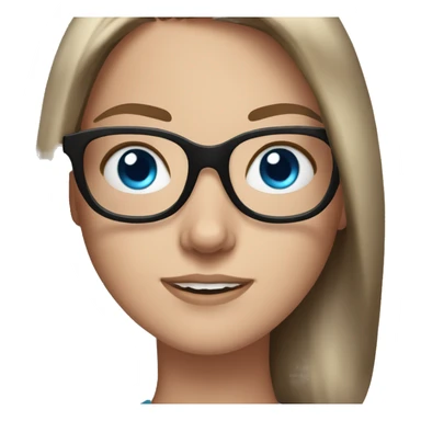 White girl with blue eyes, brown hair, and glases sticker