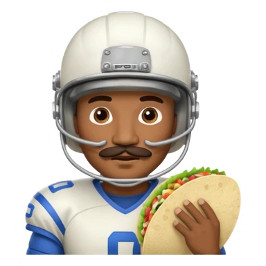 a fresh flour tortilla football player with a mustache sticker