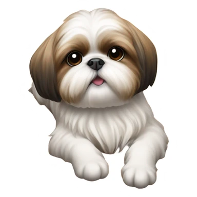 Shihtzu dog resting on wooden floor  sticker