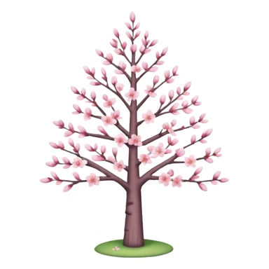 A cute pastel pink Sakura Christmas Tree with a white trunk sticker