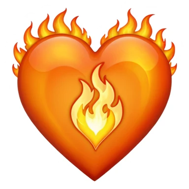 heart made of fire, glowing sticker