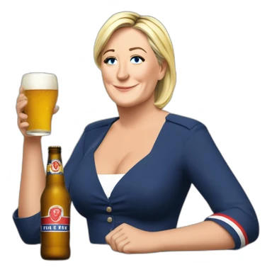 Marine Le Pen buvant de la biere sticker