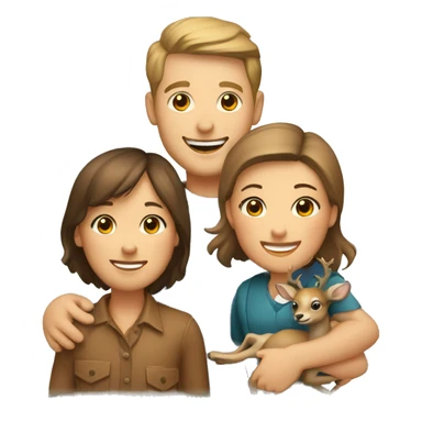 happy human family with a deer pet sticker