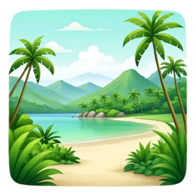 Gorgeous landscape painting tropical calm green complete sticker