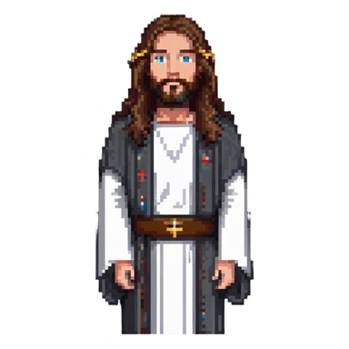 Jesus Christ with long hair and beard in robes sticker