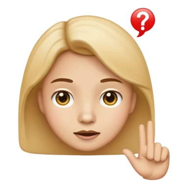 a yayayoyo style fair face and hand emoji pointing to question and answer sticker