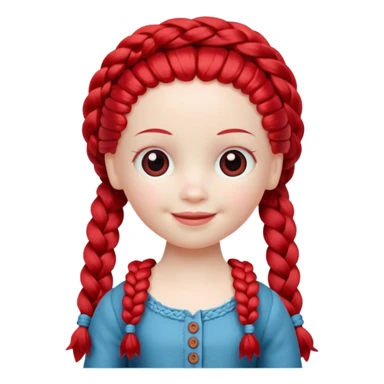 Doll with Red Hair – toy figure with braided red yarn hair.











































 sticker