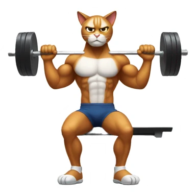 muscular cat doing bench press sticker