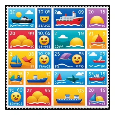 postage stamp sheet in postal service  sticker