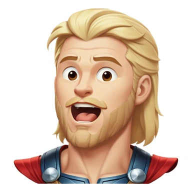 Cinematic Realistic Thor Portrait, head tilted slightly with a dramatic, wide-open yawn, revealing a relaxed yet powerful presence. The natural interplay of light accentuates his muscular contours and tender expression, balancing his legendary might with an unexpectedly human moment of repose. sticker