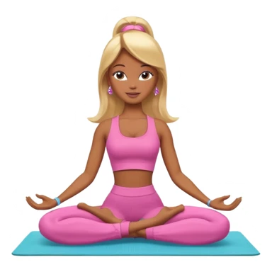 Brown skin blonde hair Barbie doing yoga sticker