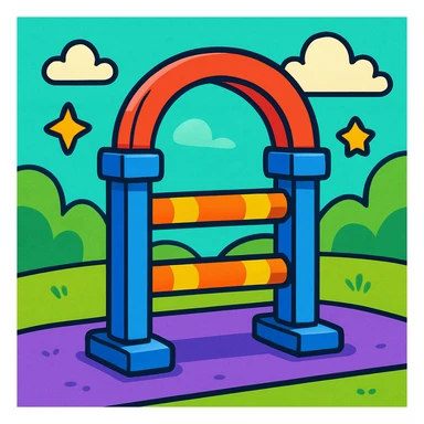 obstacle, playful cartoon style sticker