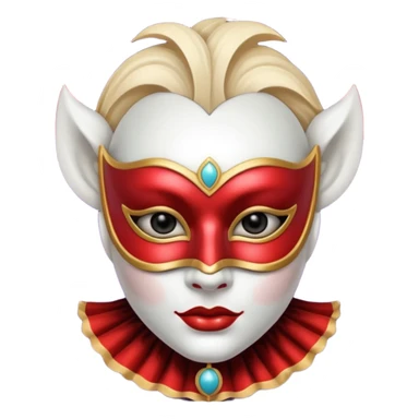 circus masked performer portrait, head and shoulders only, elegant carnival mask, dramatic costume collar, mysterious expression, 3D cartoon, mobile game icon style, clean background, no text, no watermark sticker