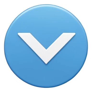 Simple blue circle check mark badge, minimal flat style, transparent bg --ar 1:1 sticker