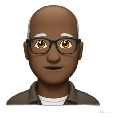 Old bald man glasses medium dark skin sticker